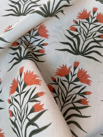 Designer Lily Fabric | Colour: Orange